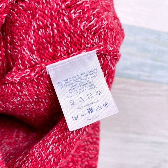 Lands End Drifter Marled Knit Sweater Pink Crewneck Cotton Womens Medium 10 12 - Picture 6 of 7